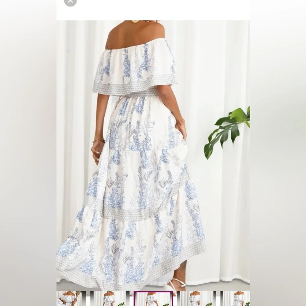 Beautiful off shoulder, tiered ruffle maxi dress - Picture 2 of 9